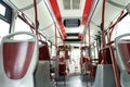 GRANADA, SPAIN, 23RD APRIL, 2020 Interior of a modern empty city bus empty of people
