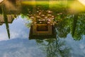 Granada, Spain Ã¢â¬â 2019. Reflection in the pond water of the Patio de los Arrayanes building in Alhambra Palace, Andalusia Royalty Free Stock Photo