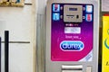 Granada, Spain - September 05, 2015: Colorful Durex condom machine