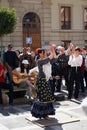 GRANADA, SPAIN 10th MARCH 2019: Flamenco dancer dances for tourists in Plaza Nueva Royalty Free Stock Photo