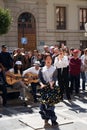 GRANADA, SPAIN 10th MARCH 2019: Flamenco dancer dances for tourists in Plaza Nueva Royalty Free Stock Photo