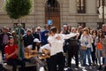 GRANADA, SPAIN 10th MARCH 2019: Flamenco dancer dances for tourists in Plaza Nueva Royalty Free Stock Photo