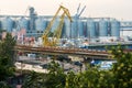 shipping port in the city of ODESSA, Ukraine. Cranes unloading and loading