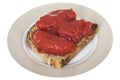 Granary Toast Topped with Tinned Tomatoes Royalty Free Stock Photo