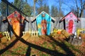 Halloween decoration village  in  fall time Royalty Free Stock Photo