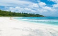 Grand Anse Beach La Digue Seychelles Islands, white tropical beach with turquoise colored ocean