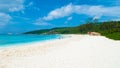 Grand Anse Beach La Digue Seychelles Islands, white tropical beach with turquoise colored ocean