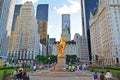 Grand Army Plaza with golden statue of William Tecumseh Sherman in New York City