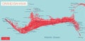 Grand Bahama island detailed editable map