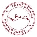 Grand Bahama round rubber stamp with island map.