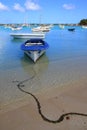 Boats at Grand-baie beach in Mauritius