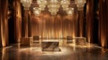 The grand ballroom is adorned with multiple marble podiums their sleek surfaces reflecting the elegant chandeliers and Royalty Free Stock Photo