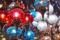 Grand bazaar interior in Istanbul city center. Lamps shop. Turkey Royalty Free Stock Photo