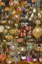 Grand bazaar interior in Istanbul city center. Lamps shop. Turkey Royalty Free Stock Photo