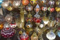 Grand bazaar interior in Istanbul city center. Lamps store. Turkey Royalty Free Stock Photo