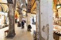 Old Columns in The Grand Bazaar, one of the oldest shopping mall in history. This market is in Istanbul, Turkey Royalty Free Stock Photo