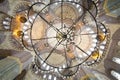 Grand, beautiful dome and chandelier in New Mosque (Yeni Cami) Royalty Free Stock Photo