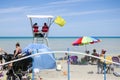 Grand Bend Ontario, Canada - July 02, 2016: Two lifeguards sitt