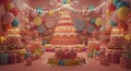 Enchanted Candyland Birthday Party Scene Royalty Free Stock Photo
