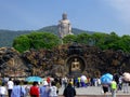 Grand Buddha statue with murals in the front Royalty Free Stock Photo