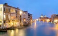 Grand Canal and Basilica Santa Maria della Salute during amazing evening in Italy Royalty Free Stock Photo