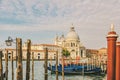 Grand Canal and Basilica Santa Maria della Salute with gondolas, Venice, Veneto, Italy. vintage toning Royalty Free Stock Photo