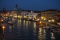 Grand Canal and Basilica Santa Maria della Salute, Venice, in the night Royalty Free Stock Photo