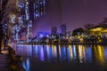 Grand Canal Buildings NIght Reflection Hangzhou Zhejiang China