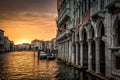 Grand Canal with Ca` d`Oro palace at sunset in Venice Royalty Free Stock Photo