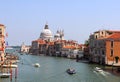 Grand Canal and the church Basilica di Santa Maria della Salute from the Academia bridge on summer. Venice, Italy. Royalty Free Stock Photo