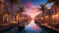 grand canal city highly intricately detailed Summer trip canal boat gondola