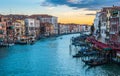 Grand Canal at dusk in Venice, Italy. Royalty Free Stock Photo