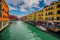 Grand canal famous landmark View from Bridge Rialto, Venice, Italy, Europe