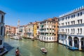 Grand Canal with gondolas and boats in Venice, Italy. Royalty Free Stock Photo