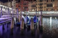 Grand Canal with gondolas at night, Venice, Italy Royalty Free Stock Photo