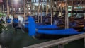 Grand Canal with gondolas at night, Venice, Italy Royalty Free Stock Photo