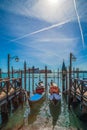 Grand Canal with gondolas and San Giorgio Maggiore church on background, Venice, Italy Royalty Free Stock Photo