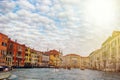 Grand Canal with gondolas in Venice, Italy. Grand Canal is one of the main travel attractions of Venice Royalty Free Stock Photo