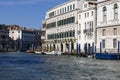 Grand Canal, historic decorative tenement houses, floating boats, Venice, Italy