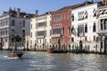 Grand Canal, historic decorative tenement houses by the water, Venice, Italy