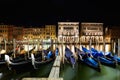 Grand Canal illuminated in Venice with gondolas at night, Italy Royalty Free Stock Photo