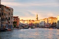 The Grand Canal near the Rialto Bridge in Venice Royalty Free Stock Photo