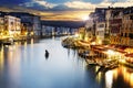 Grand Canal at night, Venice Royalty Free Stock Photo