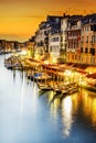 Grand Canal at night, Venice Royalty Free Stock Photo