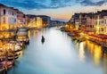 Grand Canal at night, Venice Royalty Free Stock Photo