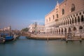 Grand Canal at peaceful dramatic dawn and gondolas, Venice, Italy Royalty Free Stock Photo