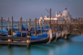 Grand Canal at peaceful dramatic dawn and gondolas, Venice, Italy Royalty Free Stock Photo