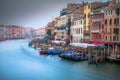 Grand Canal at peaceful dramatic dawn and gondolas, Venice, Italy Royalty Free Stock Photo