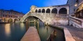 Grand Canal and Rialto Bridge at Dawn, Venice Italy Royalty Free Stock Photo