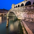 Grand Canal and Rialto Bridge at Dawn, Venice Italy Royalty Free Stock Photo